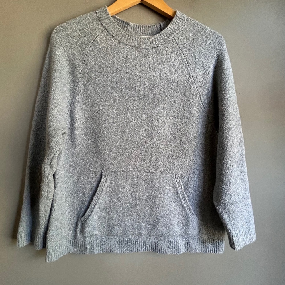 Pure Jill J. Jill Light Blue Textured Knit Kangaroo Pocket Sweater Small Petite